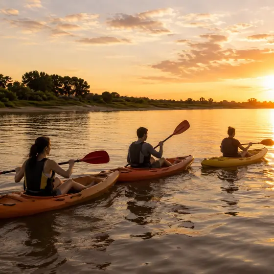 Grupo remando en kayak por el Paraná